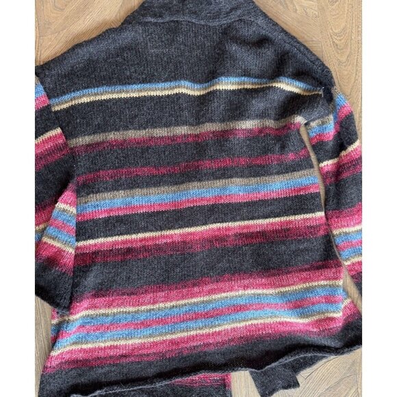 STETSON Women's Cardigan Sz Med Striped Oversized Knit Open-Front Sweater - Picture 2 of 7